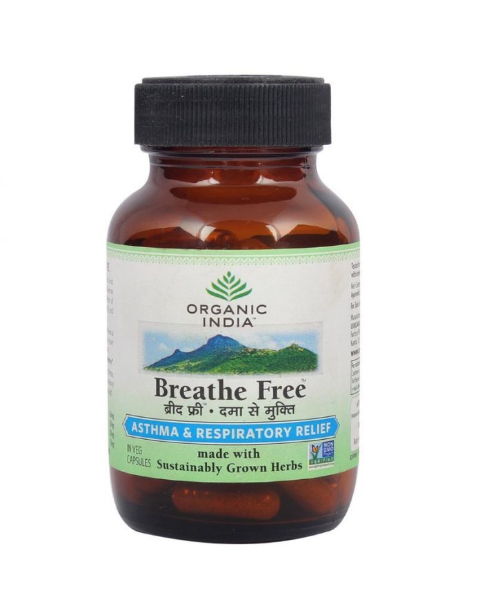 Organic India Breathe Free 60 Caps - Asthama Lungs Anti-Pollution - Health Fitness India